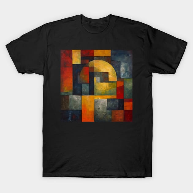 Minimalistic Geometric Patterns in an Abstract Oil Painting T-Shirt by Guntah